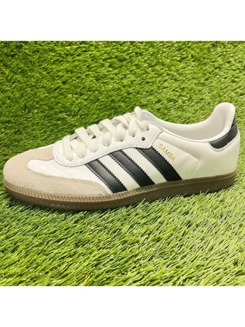 Adidas Samba OG Mens Size 7 White Black Gum Athletic Leather Shoes Sneakers
